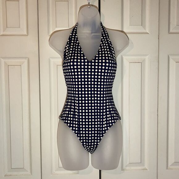 J. Crew Navy Blue & White Polka Dot Swimsuit 6 - Picture 2 of 13